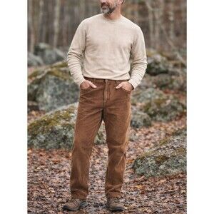 L.L. Bean Men’s Brown Corduroy Pants Comfort Waist Stretch Straight Leg 38x30